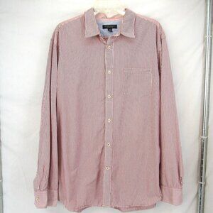 Banana Republic Men's Red Stripe Collared Long Sleeve Dress Shirt 17-171/2" XL